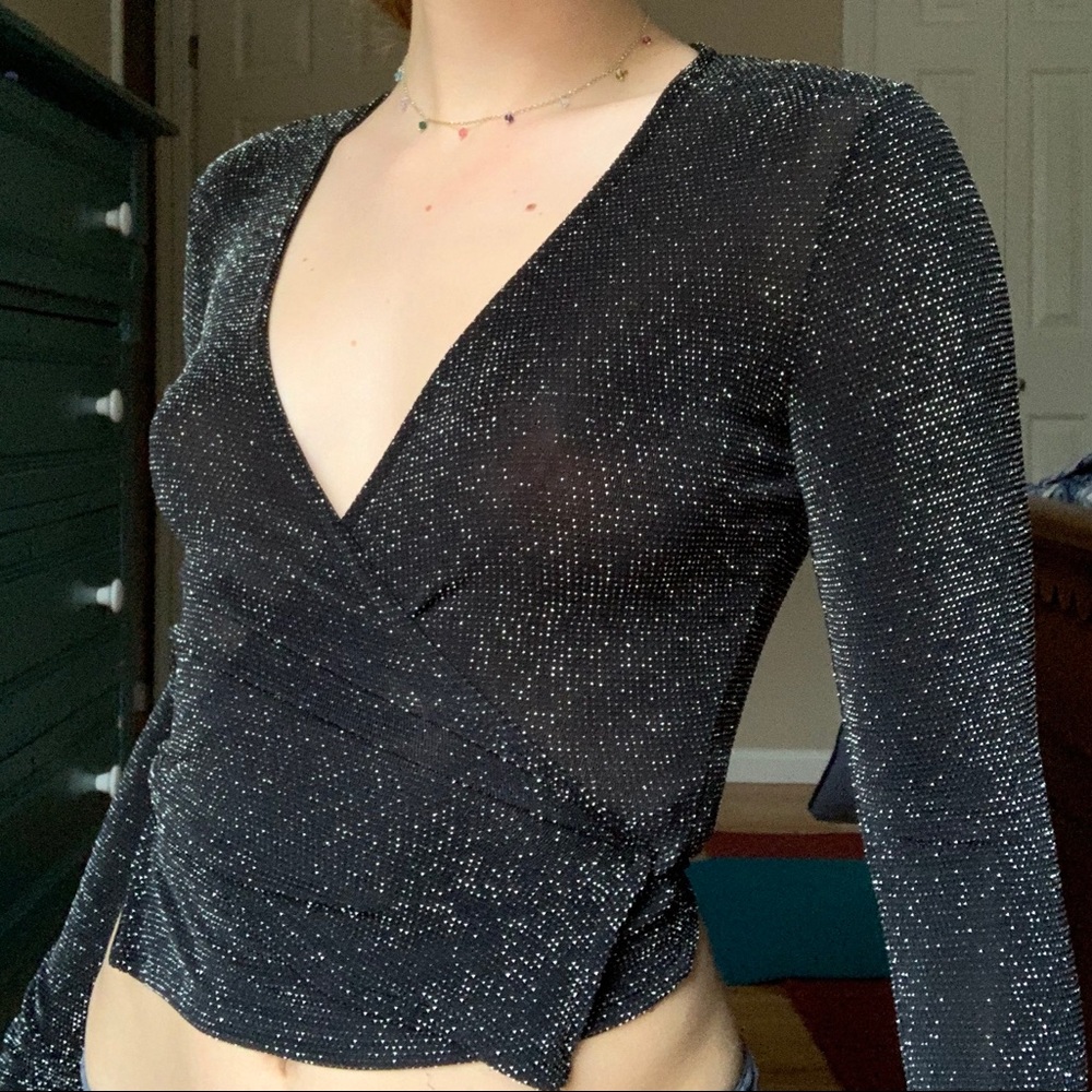 Urban Outfitters Sparkly Wrap Top